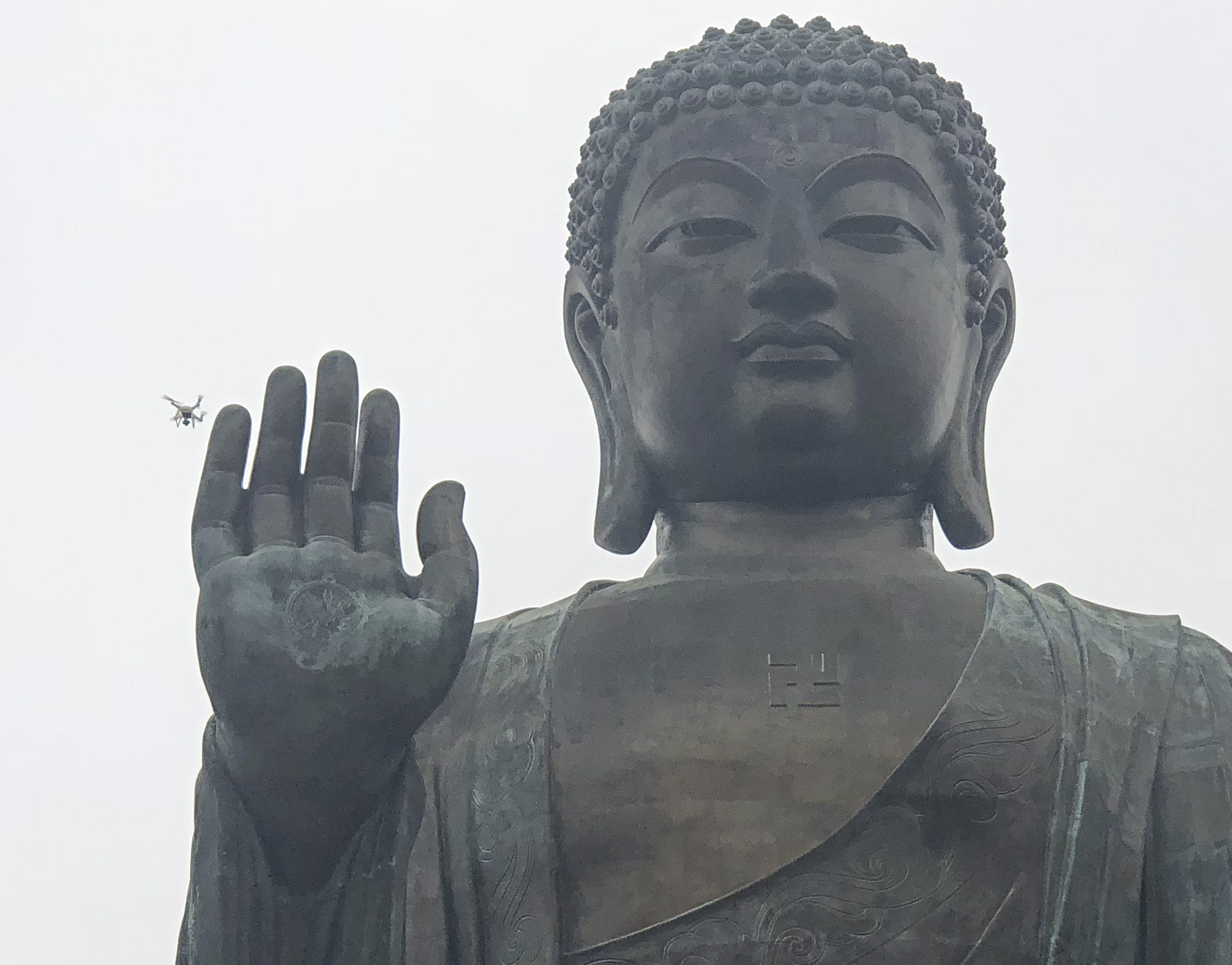 HK, Buddha and drone